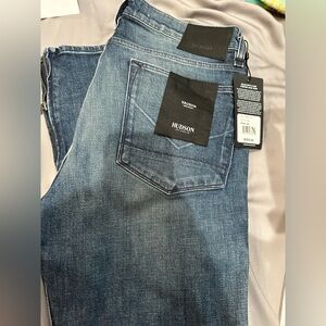 $255 Hudson Vaughn Moto Skinny Button Fly Ankle Zip men’s jeans